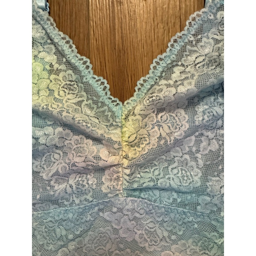 Torrid Curve Lace Bralette Womens 3 Blue Pastel Tie Dye Floral Longline Wireless - Picture 3 of 7